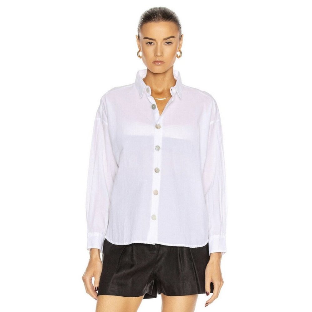 Natalie Martin Lion Shirt White Cotton Semi Sheer - Picture 2 of 6